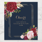 Geometrische gouden en rode tropische bruiloft wijn etiket (Enkel label)