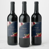 Geometrische gouden en rode tropische bruiloft wijn etiket (Flessen)