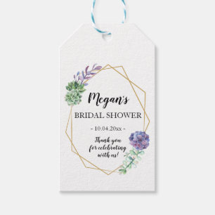 Geometrische gouden en vetplanten Favor Gift Tag Cadeaulabel