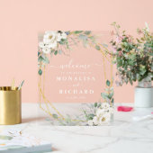 Geometrische gouden en witte bloemige bruiloft acryl bord (Huwelijk)