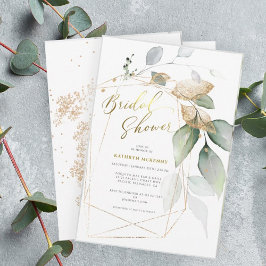 Geometrische Gouden Eucalyptus Groene Bruiloftsdou Kaart