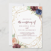 Geometrische gouden glans kalligrafie bruiloft kaart (Voorkant)