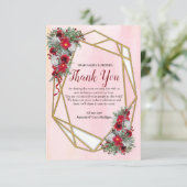 Geometrische gouden glinsterende bordeauxrode beda RSVP kaartje (Staand voorkant)