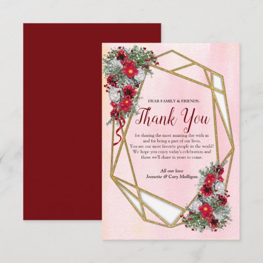 Geometrische gouden glinsterende bordeauxrode beda RSVP kaartje (Voorkant / Achterkant)