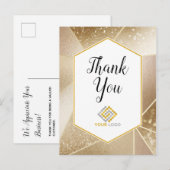 Geometrische Gouden Glitters Bedankt Logo Zakelijk Briefkaart (Voorkant / Achterkant)