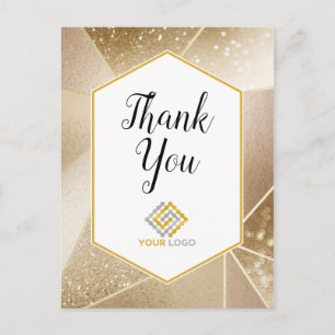Geometrische Gouden Glitters Bedankt Logo Zakelijk Briefkaart