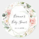 Geometrische gouden groene blad baby shower favor ronde sticker (Voorkant)