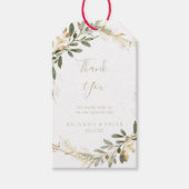 Geometrische Gouden Groene Herfst Bruiloft Bedankt Cadeaulabel (Voorkant)