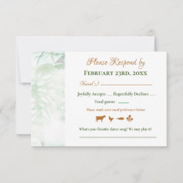 Geometrische gouden groene Monstera-bladeren Huwel RSVP Kaartje