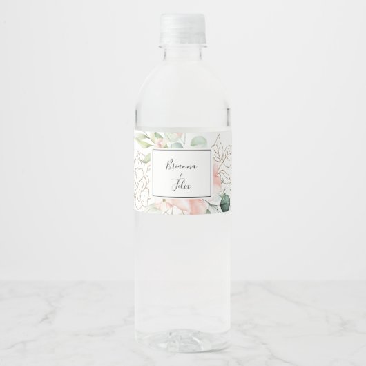 Geometrische gouden groene olievlek waterfles etiket (Voorkant)