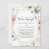 Geometrische gouden groene olievloeistof Elopement Kaart (Voorkant)