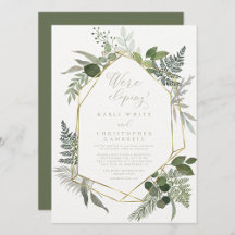 Geometrische gouden groene olievloeistof Elopement