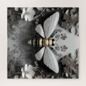 Geometrische gouden honingbij kunst legpuzzel (Horizontaal)
