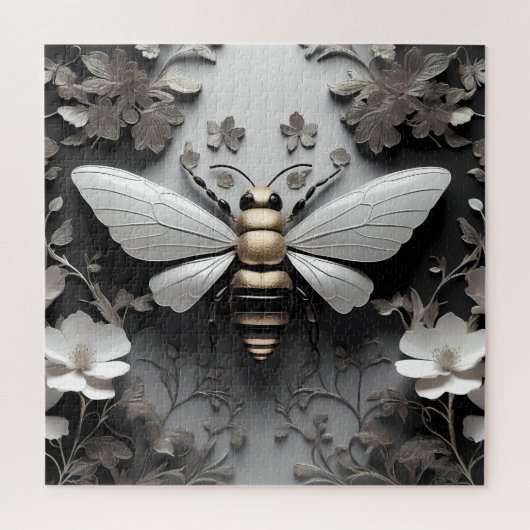 Geometrische gouden honingbij kunst legpuzzel (Verticaal)