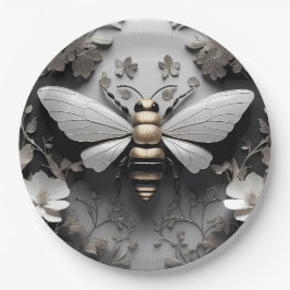 Geometrische gouden honingbij kunst papieren bordje