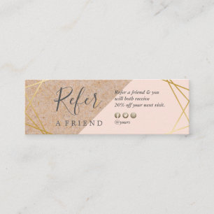 Geometrische gouden Kraft Gedrukt LT Pastel Roze R Mini Visitekaartje