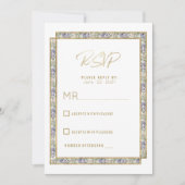 Geometrische gouden lavendel roze bloemenbruiloft  kaart (Voorkant)