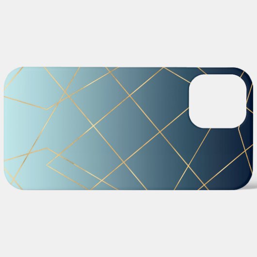 Geometrische gouden lijnen Blauw gradiëntontwerp Case-Mate iPhone Case (Achterkant / Rechts)