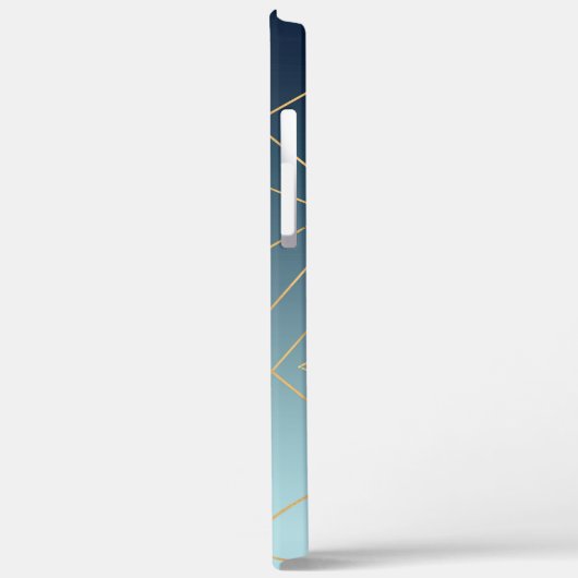 Geometrische gouden lijnen Blauw gradiëntontwerp Case-Mate iPhone Case (Achterkant / Links)