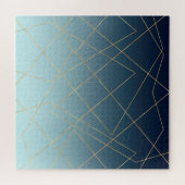 Geometrische gouden lijnen Blauw gradiëntontwerp Legpuzzel (Horizontaal)