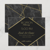 Geometrische gouden lijnen en marmeren receptie informatiekaartje (Voorkant / Achterkant)