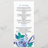 Geometrische gouden lijst blauwe flora  ceremonie  programmakaart (Achterkant)
