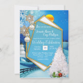 Geometrische gouden Lijst bruiloft Kaart (Voorkant)