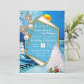 Geometrische gouden Lijst bruiloft Kaart (Staand voorkant)