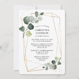 Geometrische gouden lijst Eucalyptus Bruiloftsborr Kaart