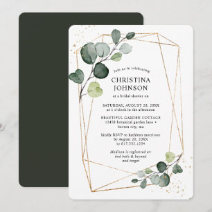 Geometrische gouden lijst Eucalyptus Bruiloftsborr Kaart
