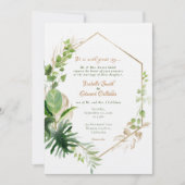 Geometrische gouden Lijst Tropische Groene Longaar Kaart (Voorkant)