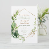 Geometrische gouden Lijst Tropische Groene Longaar Kaart (Staand voorkant)