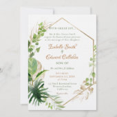 Geometrische gouden Lijst Tropische Groene Longaar Kaart (Voorkant)