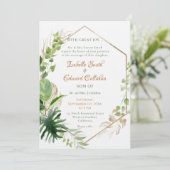 Geometrische gouden Lijst Tropische Groene Longaar Kaart (Staand voorkant)