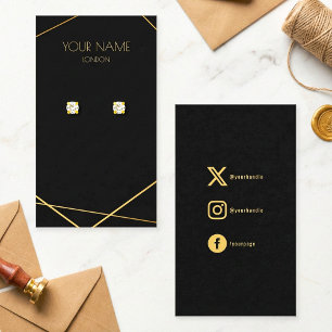 Geometrische gouden oorbel miniatuur display kaart visitekaartje