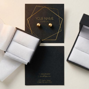 Geometrische gouden oorhouder vierkante visitekaartjes