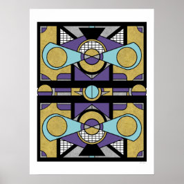Geometrische gouden Paarse Art Deco Abstract Desig Poster