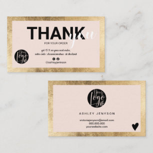 Geometrische gouden roze logo dank u visitekaartje
