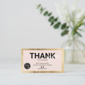 Geometrische gouden roze script logo orde dank u visitekaartje (Staand voorkant)