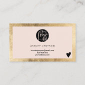 Geometrische gouden roze script logo orde dank u visitekaartje (Achterkant)