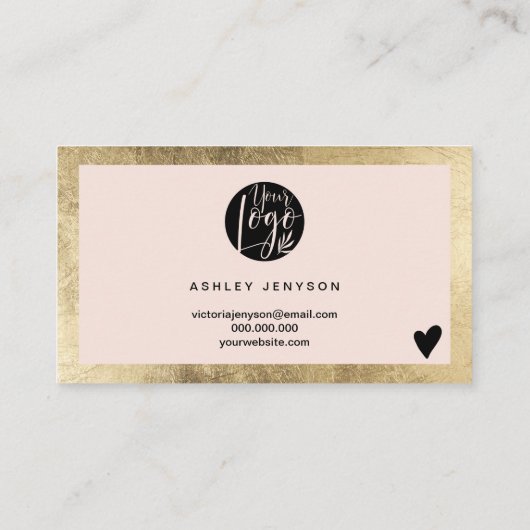 Geometrische gouden roze script logo orde dank u visitekaartje (Achterkant)