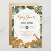 Geometrische gouden safari dieren Oerwoud Baby sho Kaart (Voorkant / Achterkant)