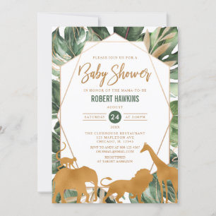Geometrische gouden safari dieren Oerwoud Baby sho Kaart