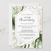 Geometrische Gouden Tropische 50ste Huwelijksverja Kaart (Voorkant)