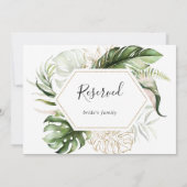 Geometrische gouden tropische bruiloft Gereserveer (Achterkant)