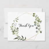 Geometrische gouden tropische groene bladeren met bedankkaart (Voorkant)