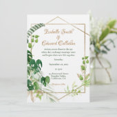 Geometrische Gouden Tropische Groene Monstera Blad Kaart (Staand voorkant)