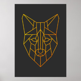 Geometrische gouden vos dier moderne wildlife kuns poster