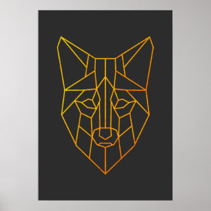 Geometrische gouden vos dier moderne wildlife kuns poster