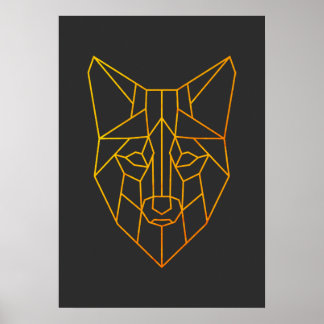 Geometrische gouden vos dier moderne wildlife kuns poster